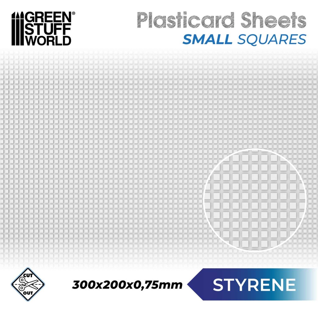 [8436554361021,1102,8436554361021ES,Plasticard] Carte plastique ABS texturée - Petits carés - A4
