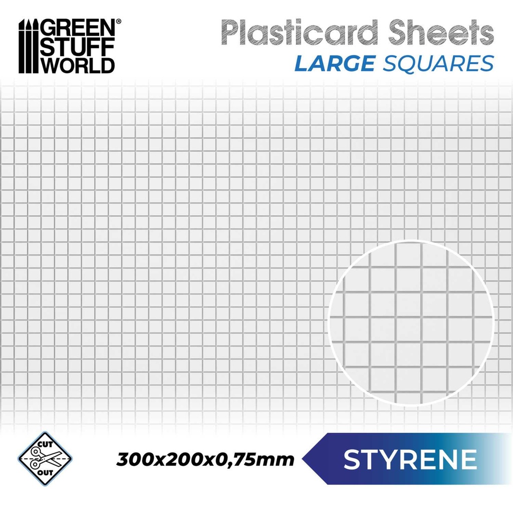 [8436554361045,1104,8436554361045ES,Plasticard] Carte plastique ABS texturée - Grand carés - A4