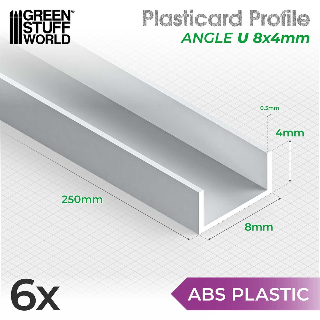 [8435646517810,12281,8435646517810ES,] Profilés ABS - Tige U - 8x4mm