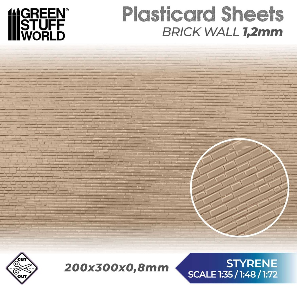 [8435646524177,5057,8435646524177ES,Plasticard] Carte plastique texturée - Mur de briques 1,2mm
