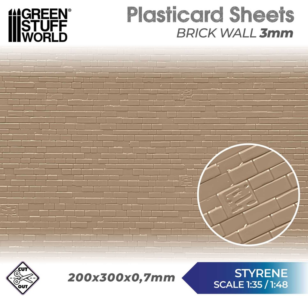 [8435646524207,5060,8435646524207ES,Plasticard] Carte plastique texturée - Mur de briques 3mm