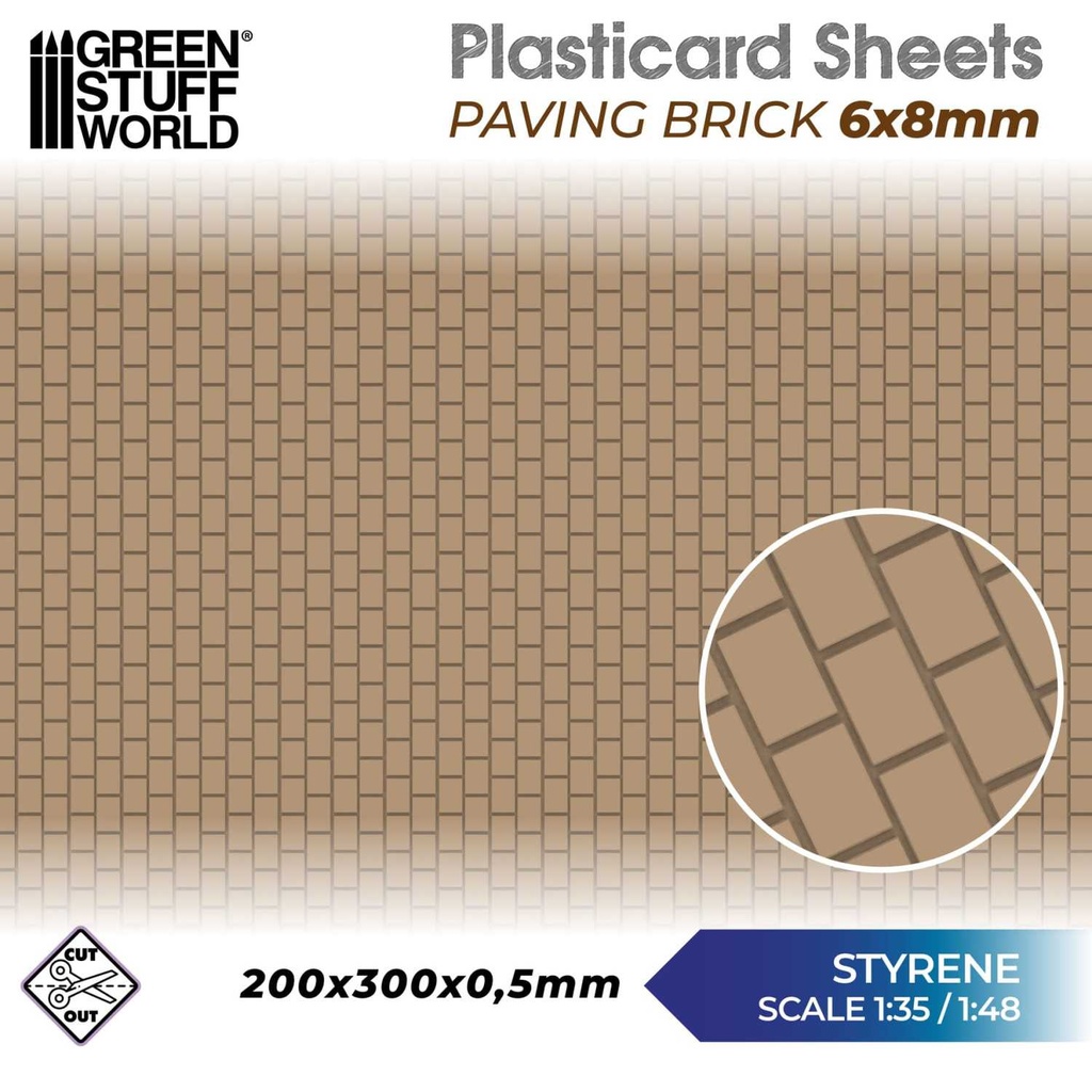 [8435646524269,5066,8435646524269ES,Plasticard] Carte plastique texturée - Paving Brick 6x8mm
