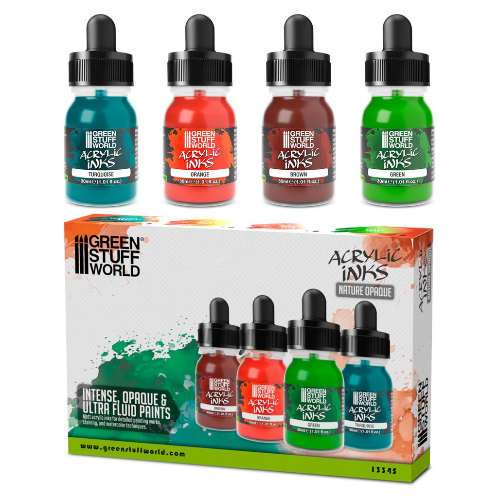 [8435646528458,13345,8435646528458ES,] Set d'encres acryliques opaques - Nature (x4)