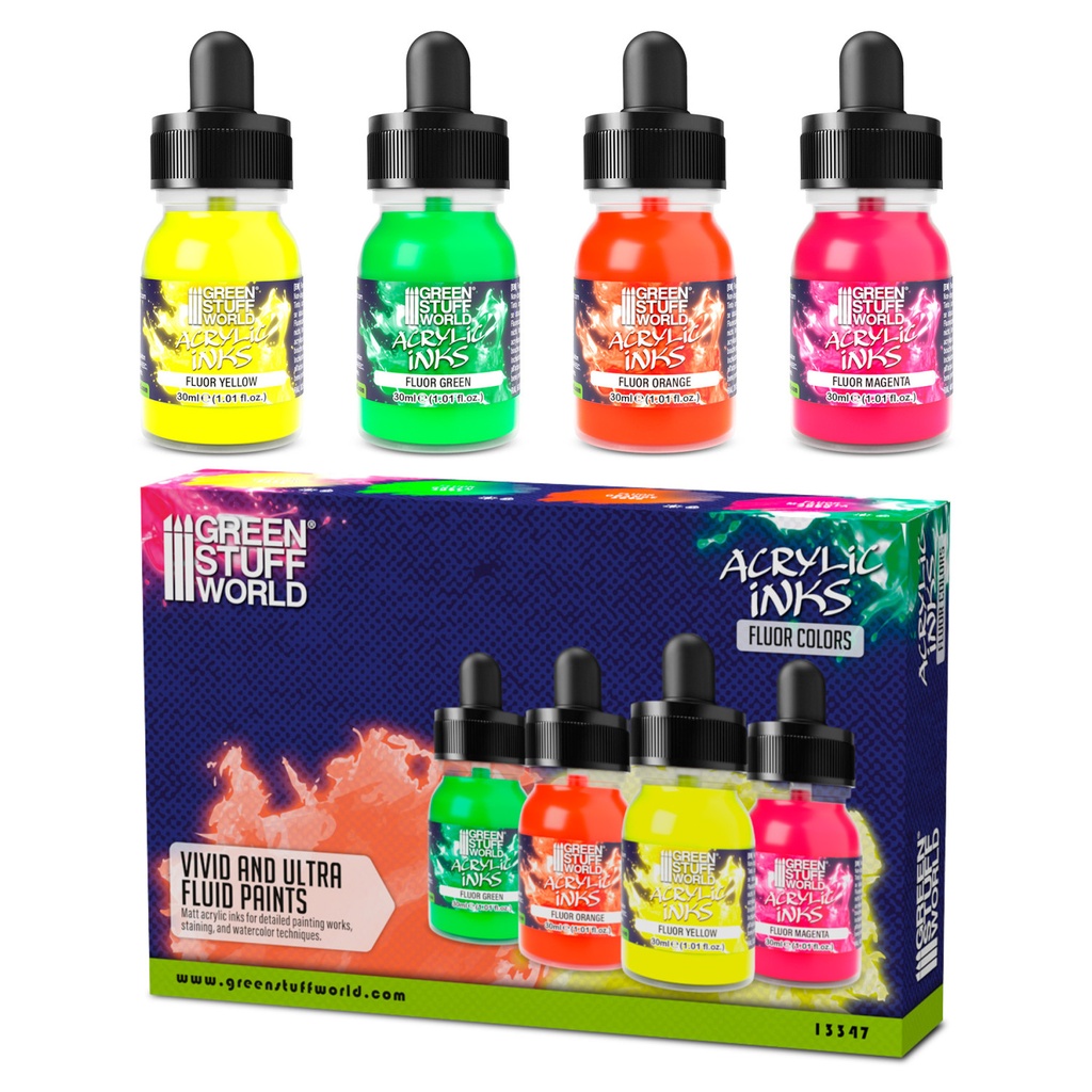 [8435646528472,13347,8435646528472ES,] Set d'encres acryliques  - Fluos (x4)