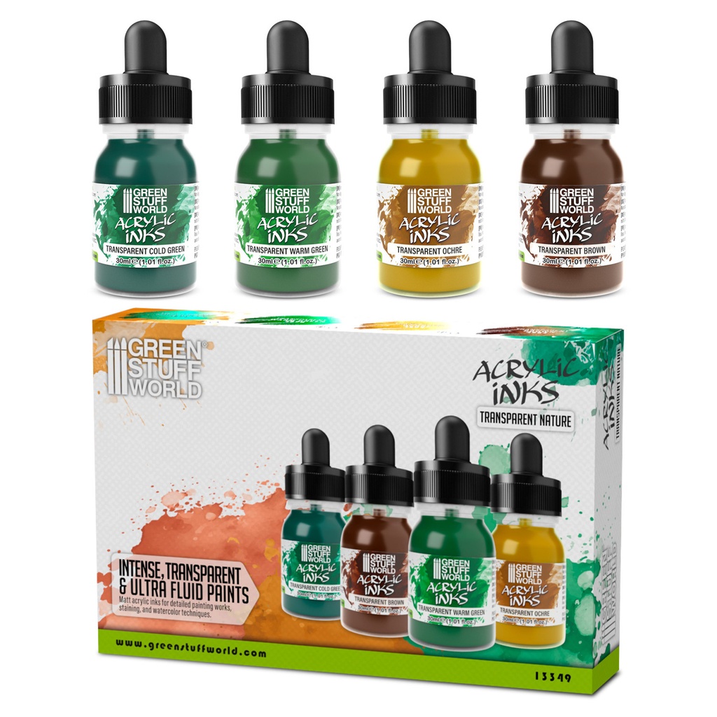[8435646528496,13349,8435646528496ES,] Set d'encres acryliques trasnparentes - Nature (x4)
