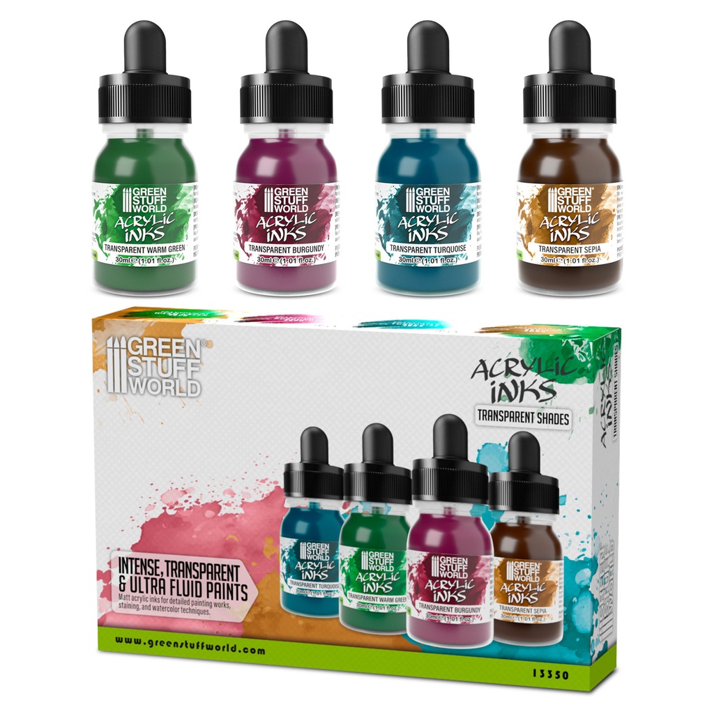 Set d'encres acryliques transparentes - Ombres (x4)