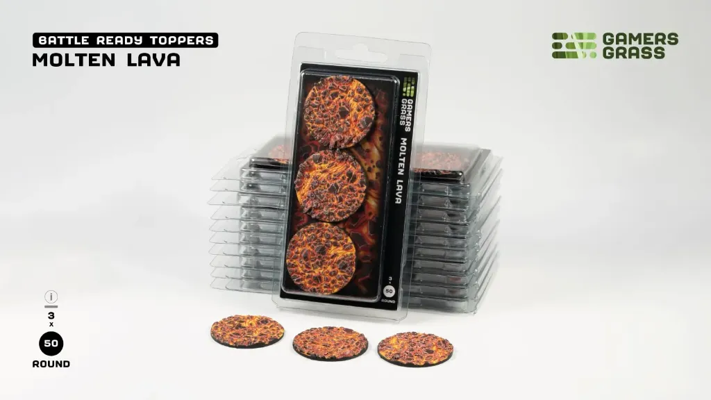 [0738956791917,GGT-MLR50,base,socle] Molten Lava - Bases round 50mm (x3)
