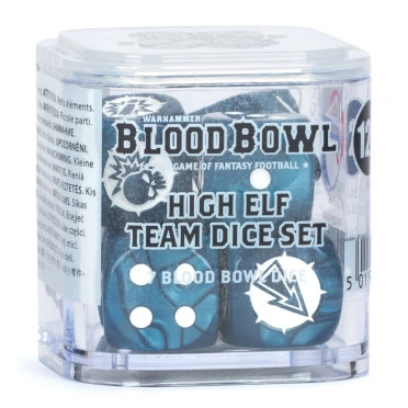 [5011921257881,99220910004,202-66,Blood Bowl,dice set, set de dés,Hauts Elfes,High Elf] Blood Bowl: High Elf Team - Dice Set