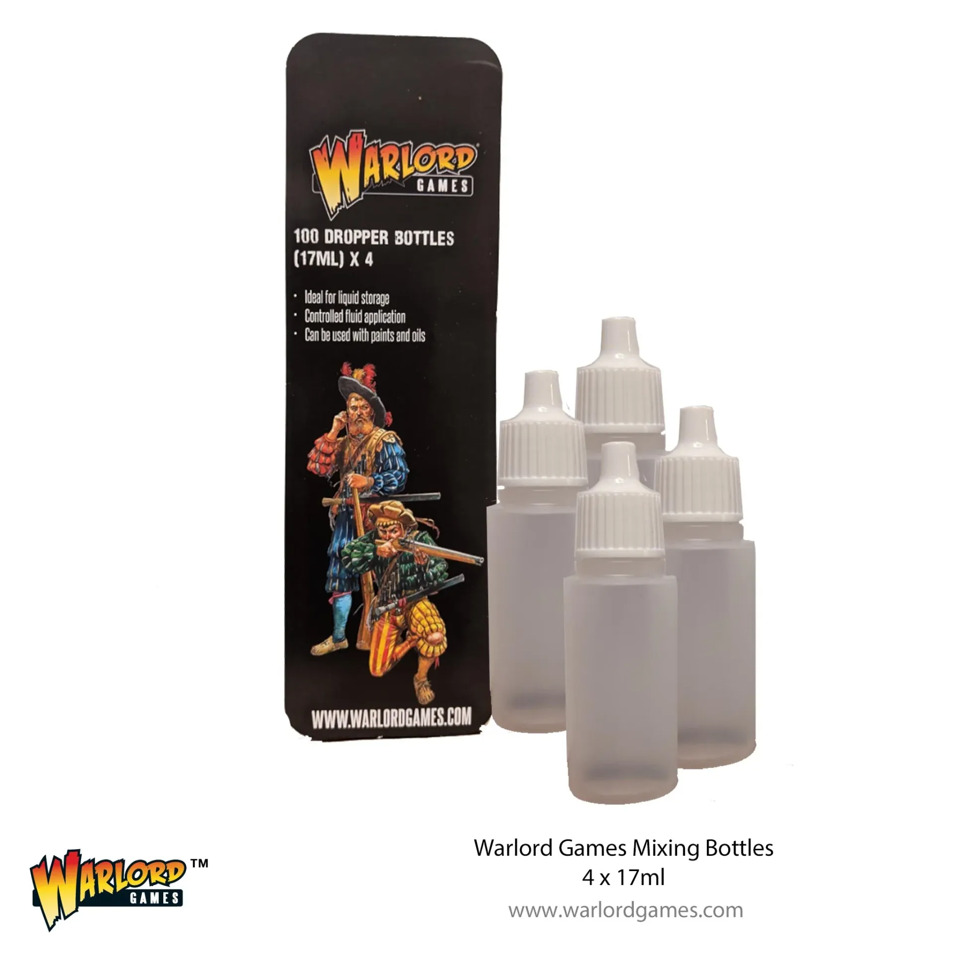 [5060572507425,843419916,843419916,Warlord Mixing Bottles (4) x 17ml] Warlord Mixing Bottles (4) x 17ml