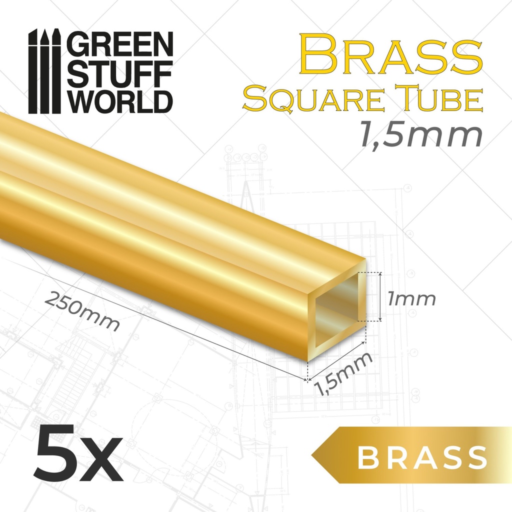 [8435646505435,11043,8435646505435ES,Tubos Cuadrados de Latón 1.5mm] Tubes carrés en laiton 1.5mm