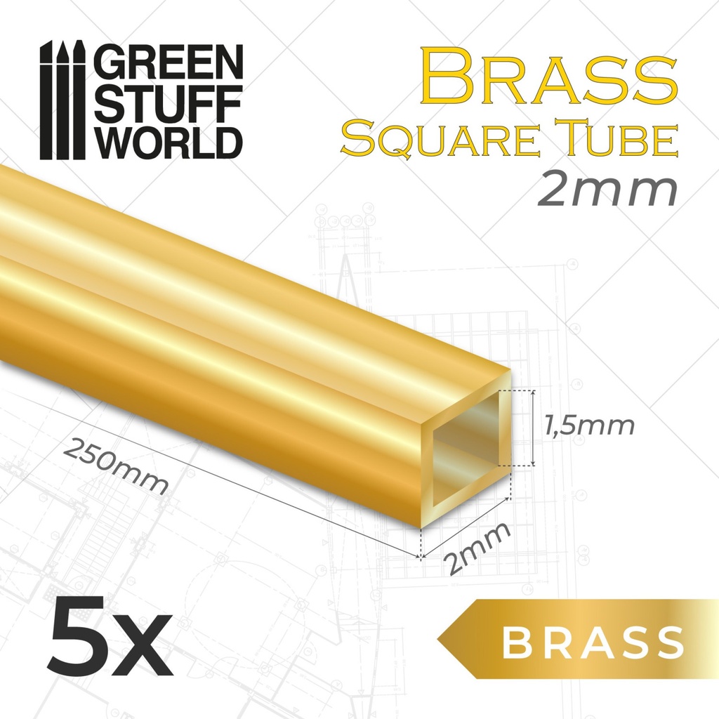 Tubes carrés en laiton 2mm