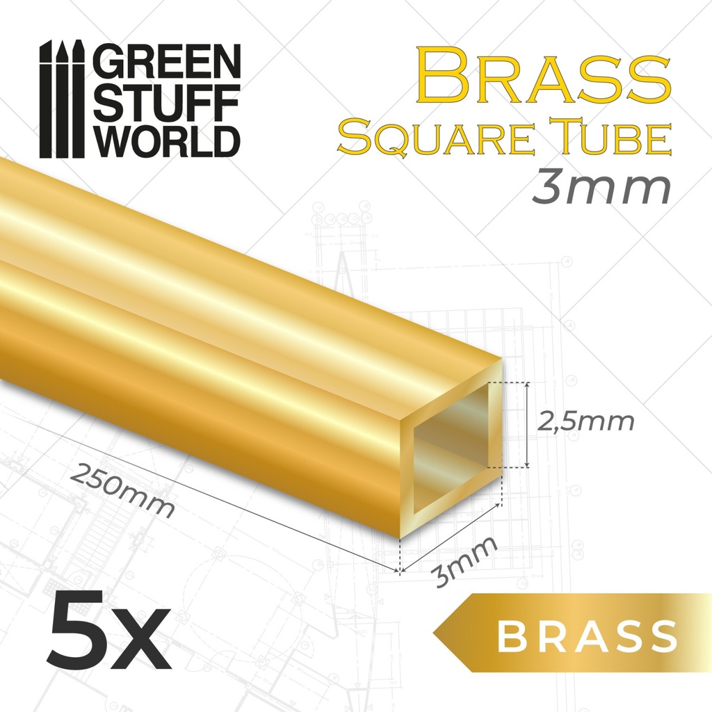 [8435646505459,11045,8435646505459ES,Tubos Cuadrados de Latón 3mm] Tubes carrés en laiton 3mm