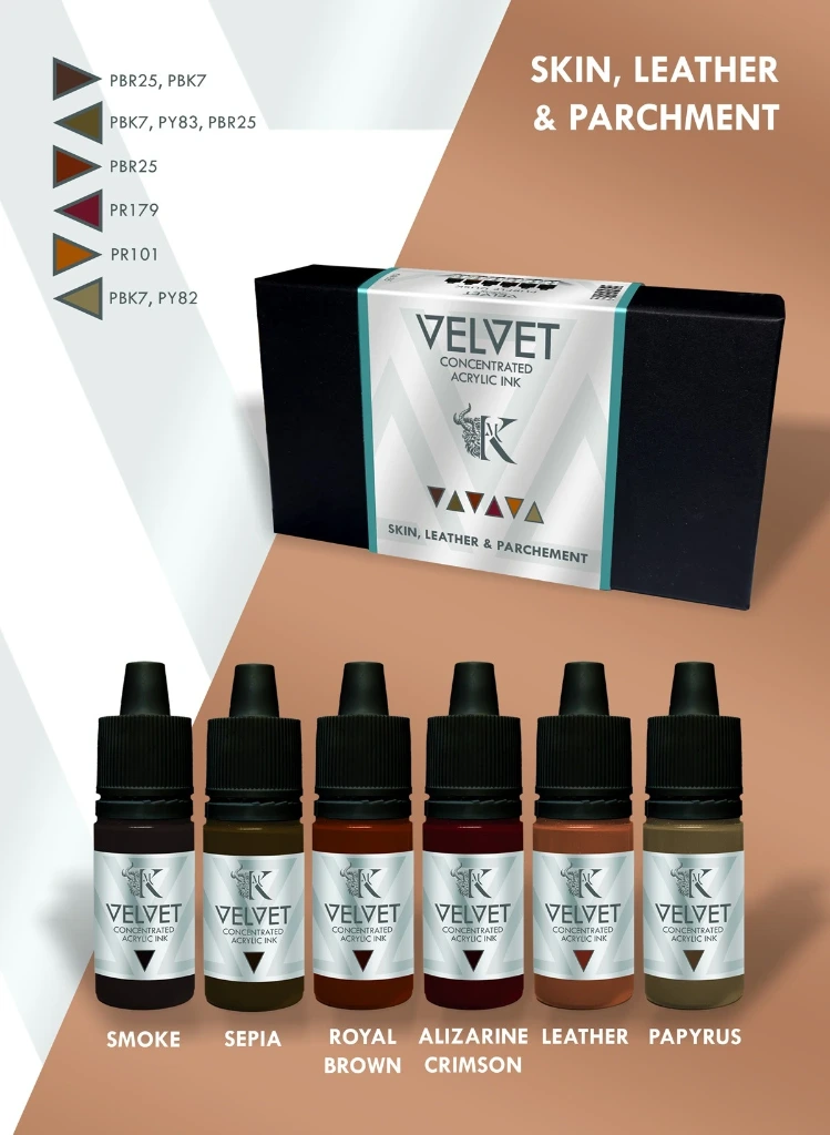 [KMV-S05,KMV-S05,KMV-S05,Velvet Ink Set - Skin, Leather & Parchment] Velvet Ink Set - Skin, Leather & Parchment
