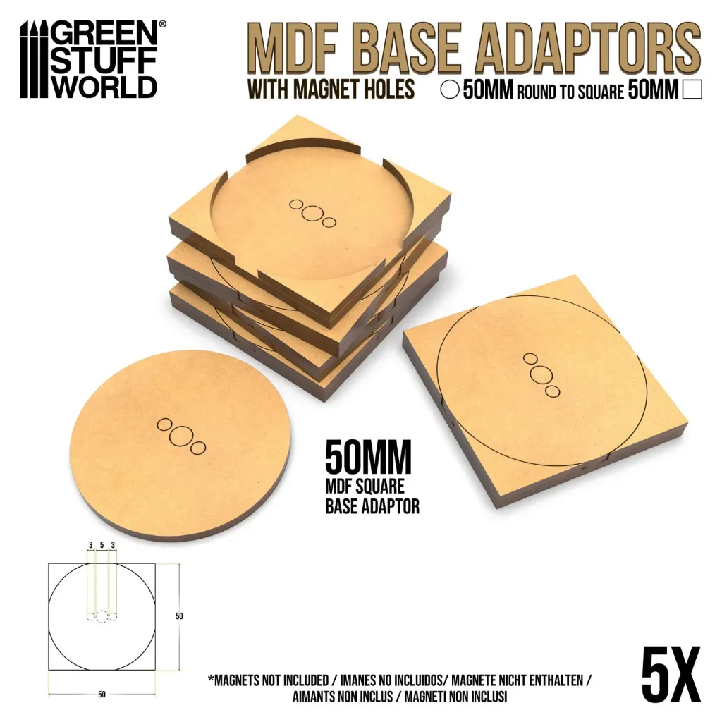 Adaptateur de socles MDF - Rond à carré 50mm