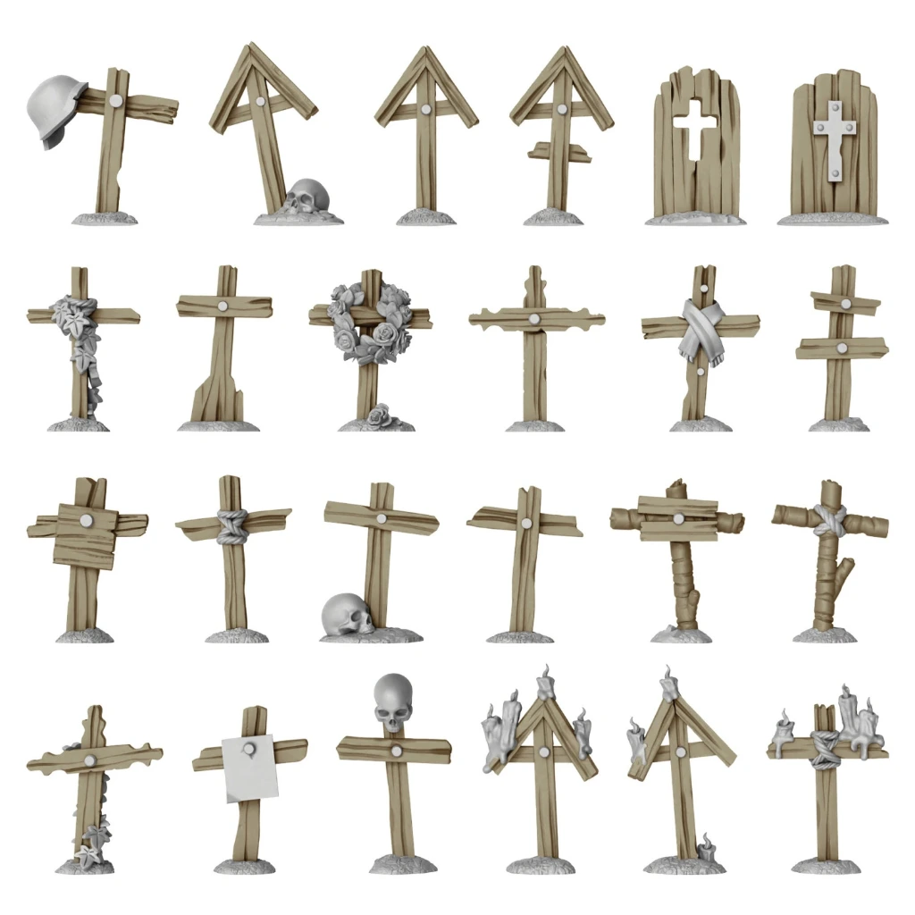 [8435646522227,5800,8435646522227ES,3D Printed - Dungeons & Fantasy - Trench Wooden
Crosses 1:48-1:35] Croix en bois 1:48-1:35