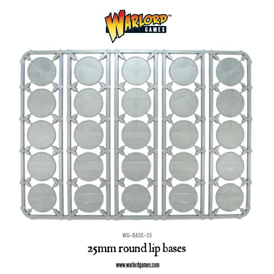 25mm Lipped Round Bases Full Sprue