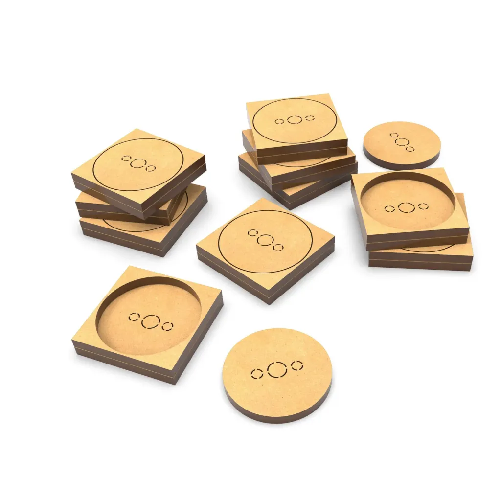 [8435646526393,13139,8435646526393ES] Socles - MDF - Rond/carré - 28,5mm/30mm - Adaptateur rond à carré (x10)