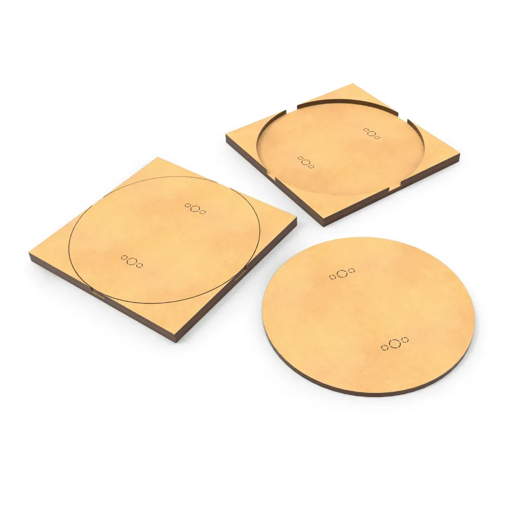 [8435646526102,13110,8435646526102ES] Socles - MDF - Rond/carré - 100mm - Adaptateur rond à carré (x2)