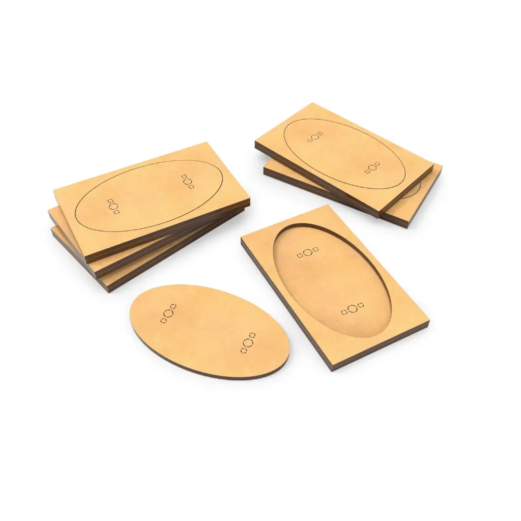 [8435646526133,13113,8435646526133ES] Socles - MDF - Ovale/Rectangulaire - 90x52mm/100x60mm  - Adaptateur ovale à rectangle (x6)