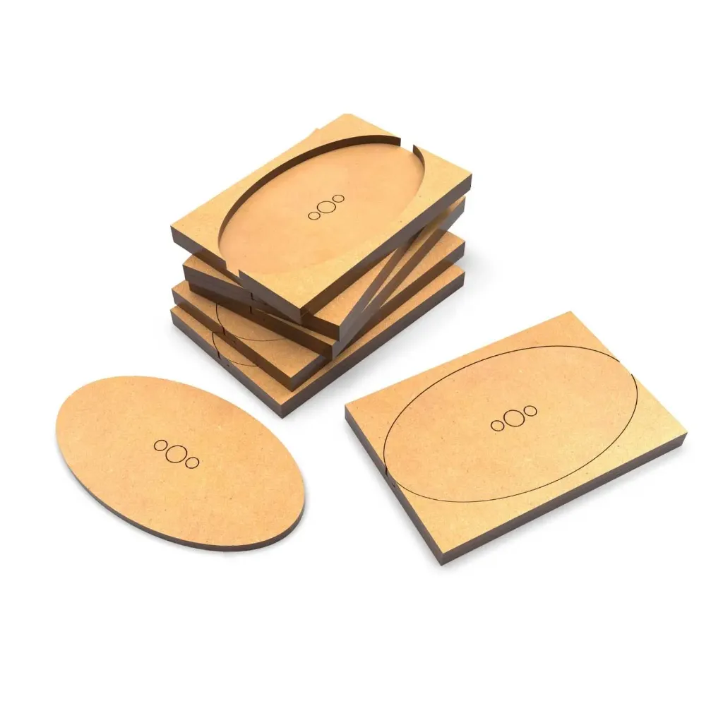 [8435646522678,12767,8435646522678ES] Socles - MDF - Ovale/Carré - 75x42mm/75x50mm  - Adaptateur ovale  à carré (x6)