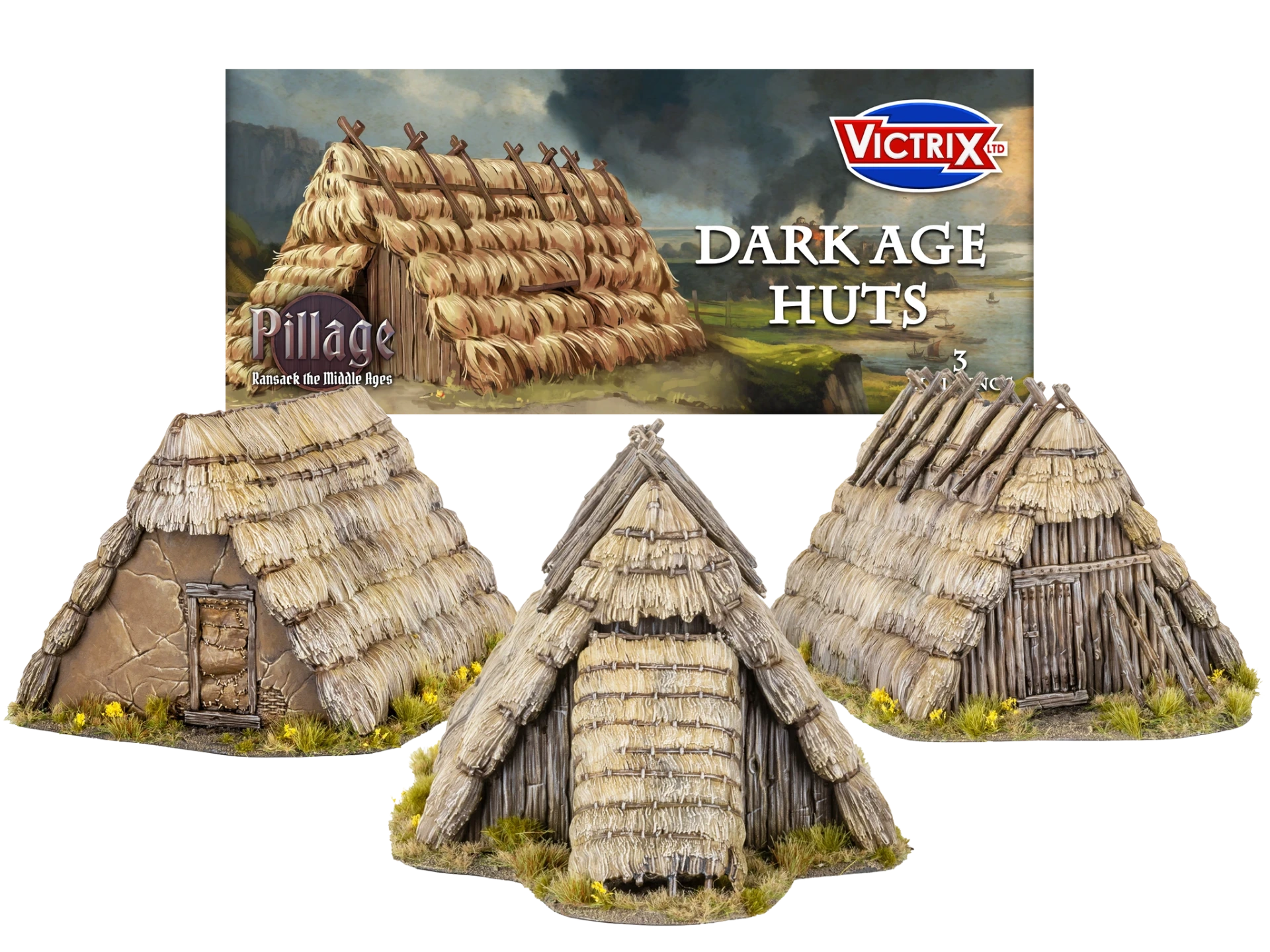 [VXE015,VXE015,Dark Ages Huts,Pillage] Décors - Huttes des Âges Sombres (x3)